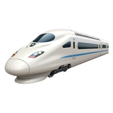 A 3D cartoon sleek white bullet train on tracks, high-speed motion blur, clean lighting, Memoji-style realism. sticker