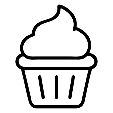 cupcake with pink icing outlined icon sticker