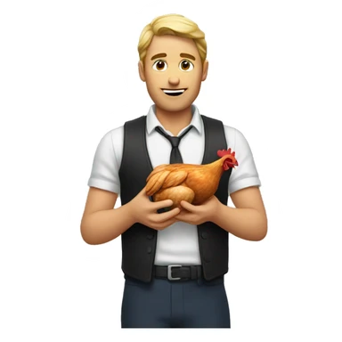 a man with a piece of chicken  sticker