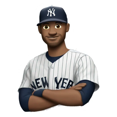 White man with goat tick wears jersey of the New York Yankees  sticker