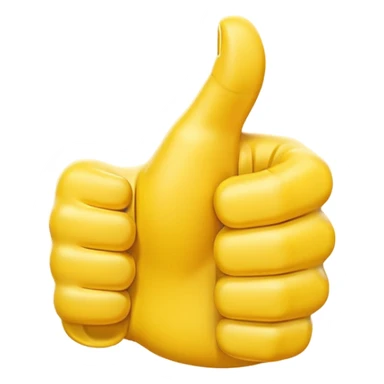 Use the original thumbs up emoji as a template, and create an image of a modified thumbs up where an exact copy but much smaller version of the large thumbs up, has its fingers wrapped around the large thumbs up sticker