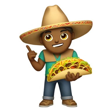 Tan guy with sombrero holding a taco sticker