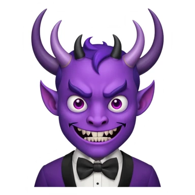 purple face devil with bowtie sticker