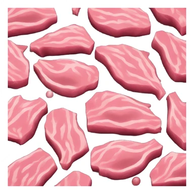 pink roast beef slabs in a tear drop shape sticker