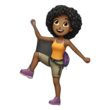 Black hairs girl climbing a rock sticker