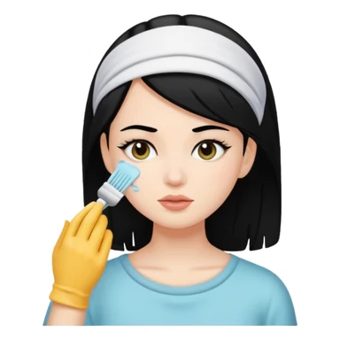 White girl with black hair getting a face cleaning  sticker