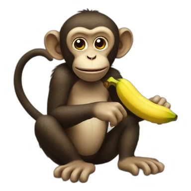 Monkey eating a banana sticker