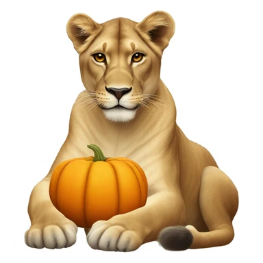 Lioness with pumpkin sticker