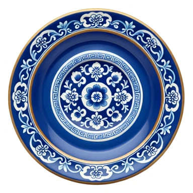 antique chinese plate blue sticker