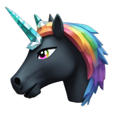 Minecraft Rainbow Black Unicorn Head With Diamond Horn sticker