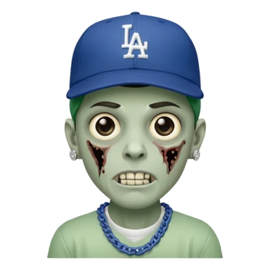 Zombie con gorra de los Dodgers y cadena con diamantes  sticker