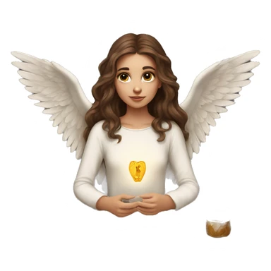 Beautiful angelic girl with straight brown hair with tarot cards sticker