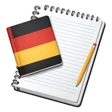 open notebook with German flag on the page sticker