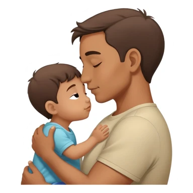 Father giving his child a gentle kiss on the forehead, family love sticker