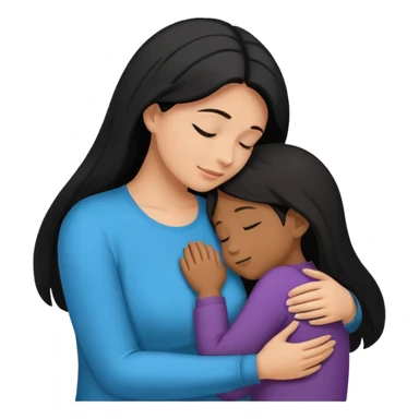 Silueta de Abrazo de apoyo de madre e hija sticker