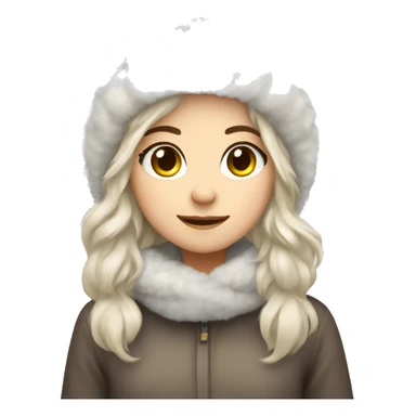 Fluffy cozy winter hat white brunette haired girl sticker