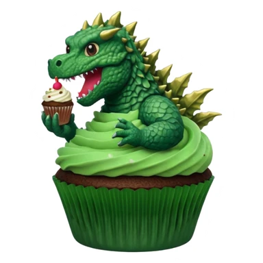 Godzilla eating a cupcake sticker