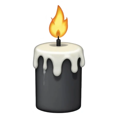 Minimalist emoji-style sticker of a candle with a broken or melted top and rising black smoke. No flame. Matte style. sticker
