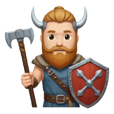 Bearded viking holding axe and shield sticker