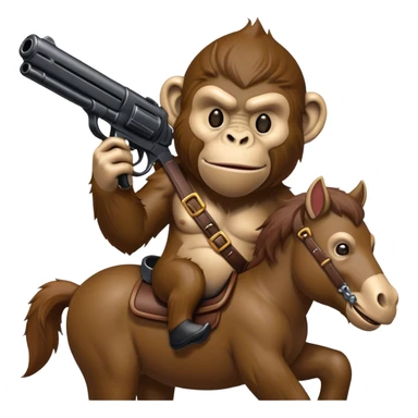 Grim ape on a horse with toy gun sticker