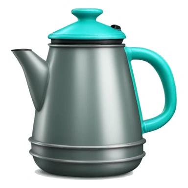 Realistic turquoise camping coffee pot isolated.  sticker
