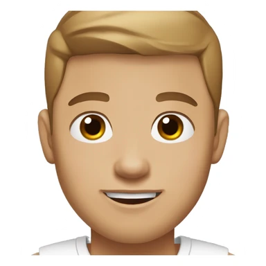 A guy with blue eyes, light skin, shaved brown hair under 0.5, white T-shirt,  silver earring piercing with cross on left ear. sticker