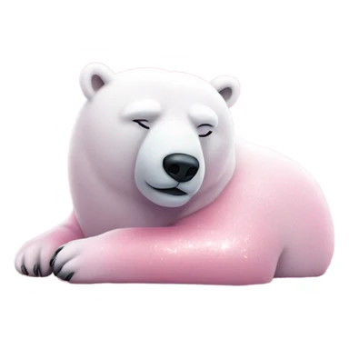 Pink polar bear lying down with glitter sticker