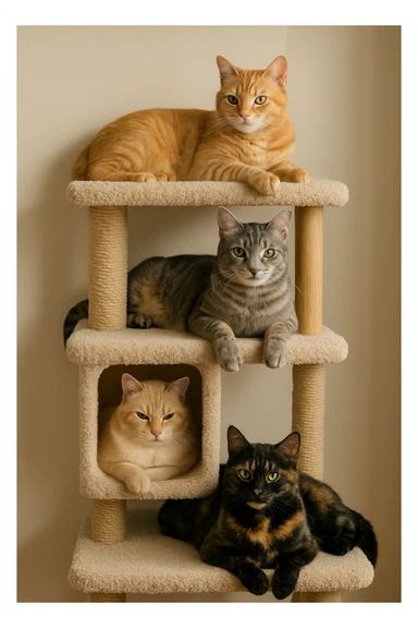 cats relaxing in a vertical playhouse sticker
