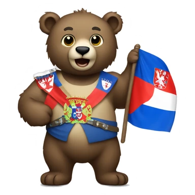 Bear holding serbian flag  sticker