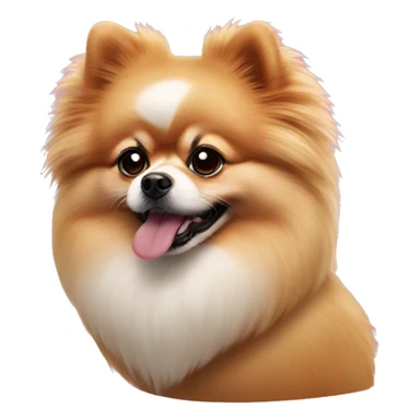 Pomeranian wearing clown nose and makeup sticker
