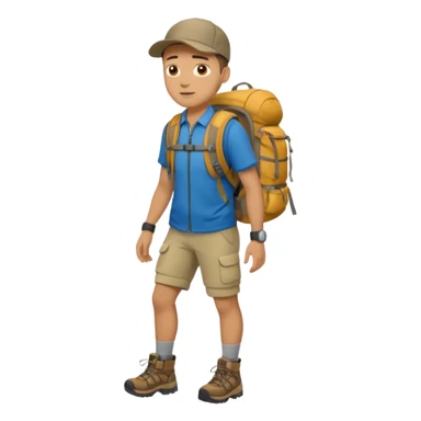 ligth man with backpack and hiking clothes, full body sticker