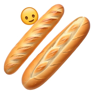 Cinematic Realistic Baguette Bread Emoji, showcasing a long, crusty baguette with a crisp exterior and soft interior rendered with lifelike textures and warm, rustic lighting. sticker