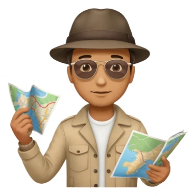 A man stands on a road with a map. There are 3 paths ahead. sticker