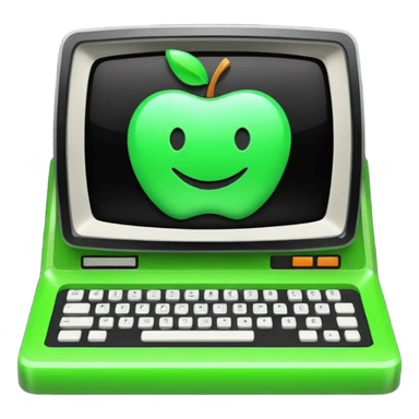 mac os icon code transpiler compiler terminal, black and green, retro sticker