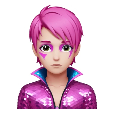 Eros from Lore Olympus with pink hair, pink sequin outfit sticker