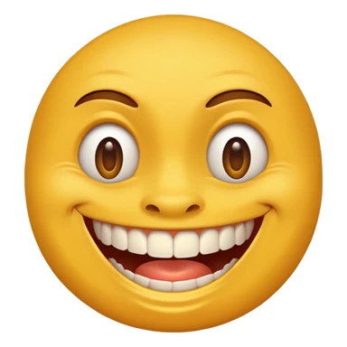 a smiling yellow face with very big teeth like the trivago guy sticker