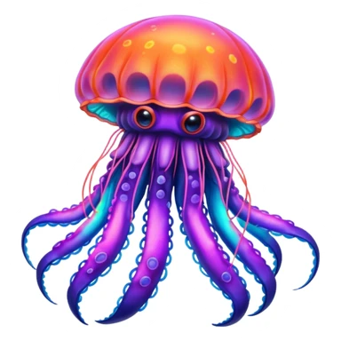 Neon glowing jellyfish-crab-squi sticker