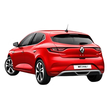 Renault Megane E-Tech electric car, rear view, red color with hatchback design sticker