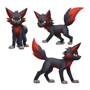 Black Cool Edgy Anthro Quilava Litten Zoroark Zorua Fakémon  with White and Red Edgy markings sticker