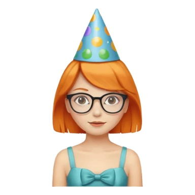 party hatted orange haired girl glasses wearing dress sticker