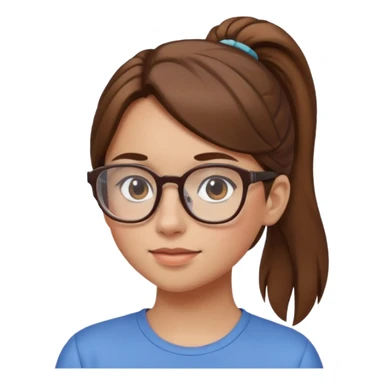 brown haired Ponytail Girl with Glasses sticker