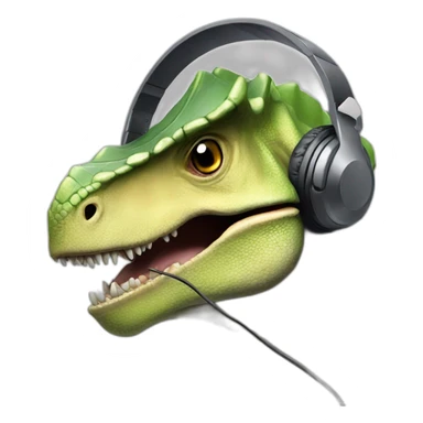 techsupport dinosaur in headphones with micro sticker