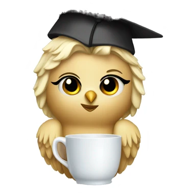 A blonde owl princess in a graduation cup sticker