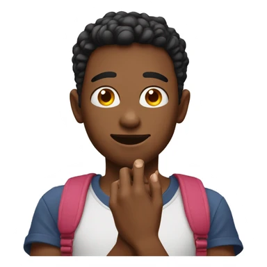 emoji of a gay boy looking at his nails , and the camera position should be from side angle sticker