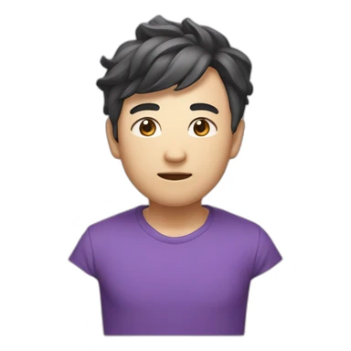 紫色头发 男生 微分碎盖 眼睛细长 双眼皮 鼻子挺 嘴巴厚厚的 sticker