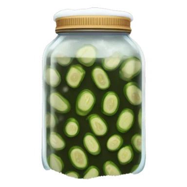 A jar of pickles in a warm sweater covered in snow sticker