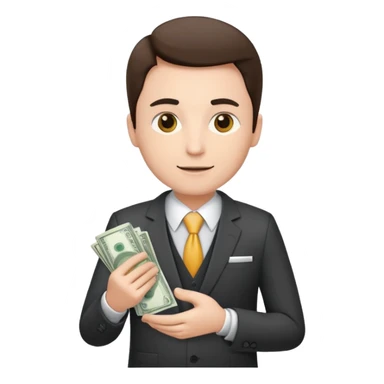 CEO with money in his hands donating to a hospital sticker