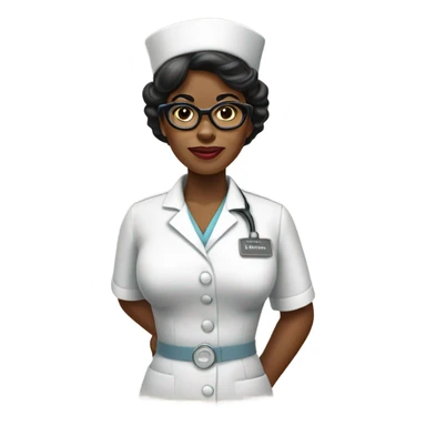 Black 1960s nurse woman with hat and glasses sticker