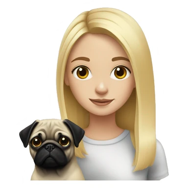 blonde girl with Black pug indoors sticker
