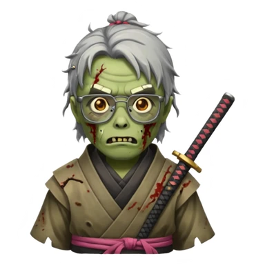 zombie samurai wearing glasses sticker